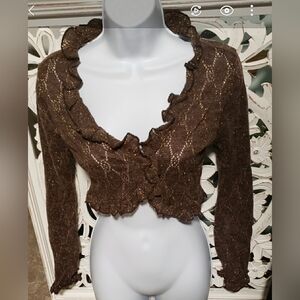 Brown Ruffled Crop Top